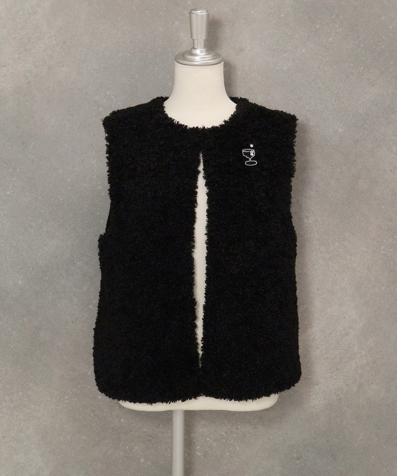 ボア×ニット切替ベスト（ブラック）