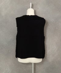 ボア×ニット切替ベスト後（ブラック）