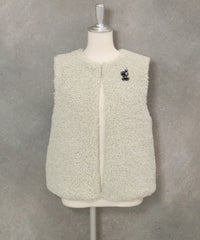 ボア×ニット切替ベスト（ライトグリーン）