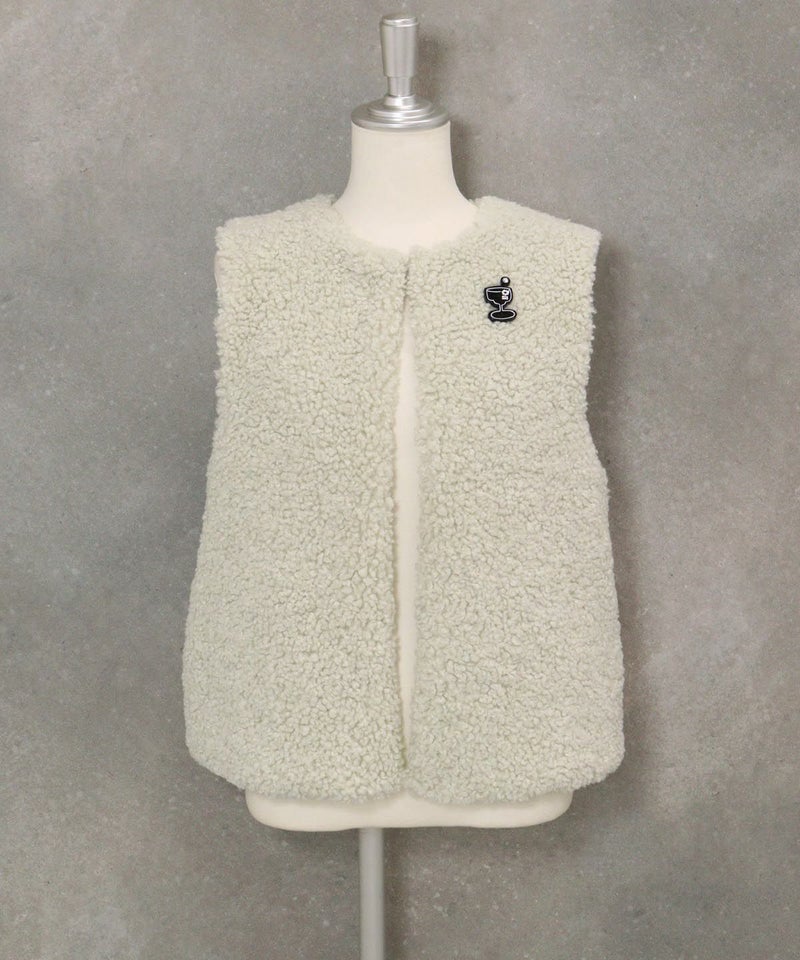 ボア×ニット切替ベスト（ライトグリーン）