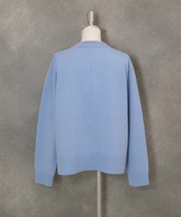 フェザーポケットウール混ニット後（ライトブルー）