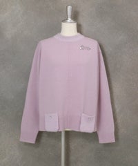 フェザーポケットウール混ニット（ライトパープル）