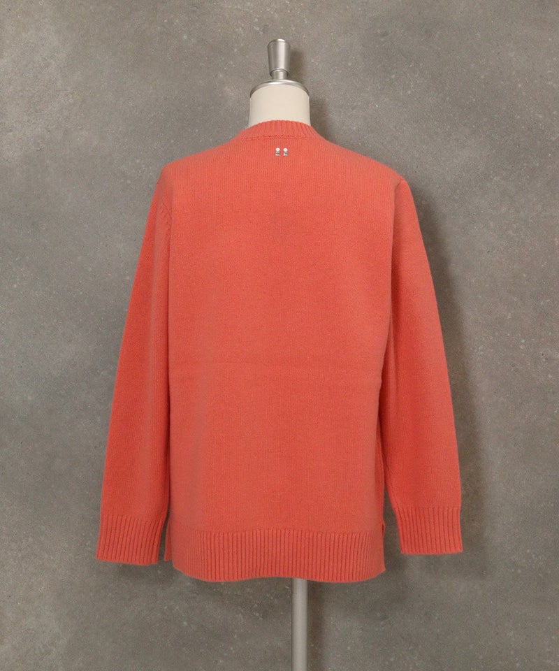 ウール100％BIGイラストニット後（ライトオレンジ）