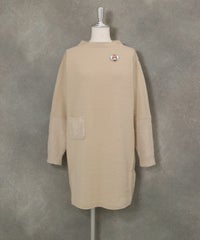 袖口切替ニットワンピース（ベージュ）