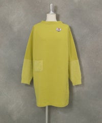 袖口切替ニットワンピース（ライトグリーン）