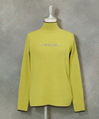 リブケーブルハイネックニット（ライトグリーン）