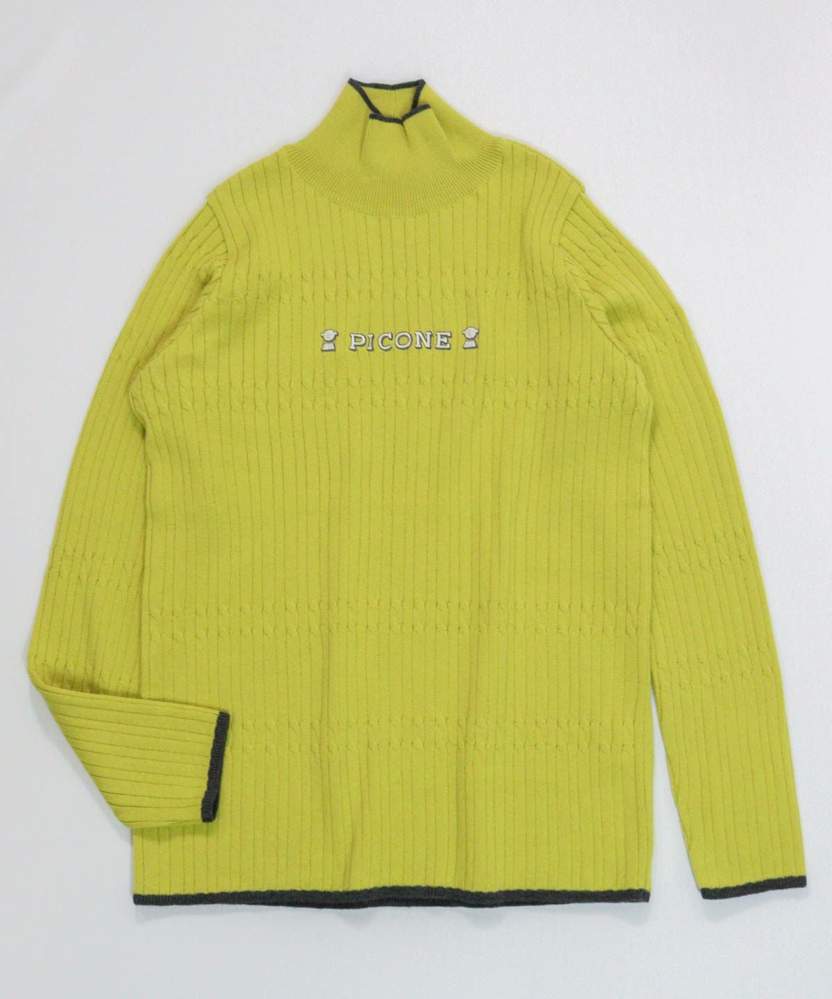 リブケーブルハイネックニット（ライトグリーン）