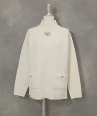 ウール混パイル風ポケットニット（ホワイト）