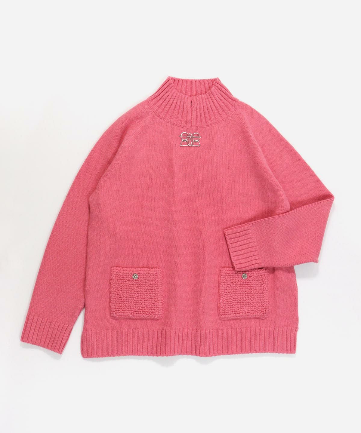 2024AW✨美品 ピッコーネ ウール混前後バイカラーニット ピコ刺繍 サイズ2 ウール混袖口刺繍ニット|スタジオピッコーネ - ゴルフウェアや婦人服通販 トップス