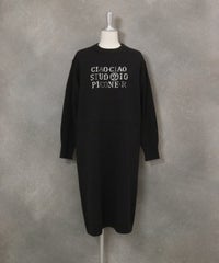 ウール混ロゴニットワンピース（ブラック）