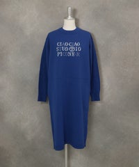 ウール混ロゴニットワンピース（ブルー）