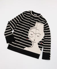 モールボーダーピコ柄ニット（ブラック）