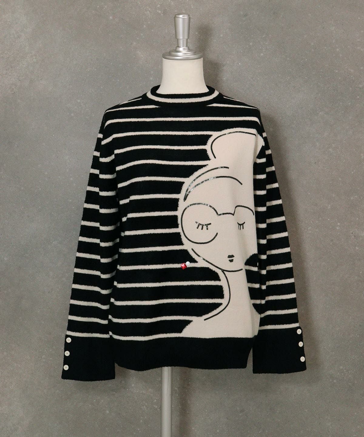 モールボーダーピコ柄ニット（ブラック）