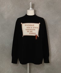 カシミヤ100％ジャガードイラストニット（ブラック）