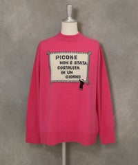 カシミヤ100％ジャガードイラストニット（ピンク）