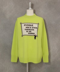 カシミヤ100％ジャガードイラストニット（ライトグリーン）