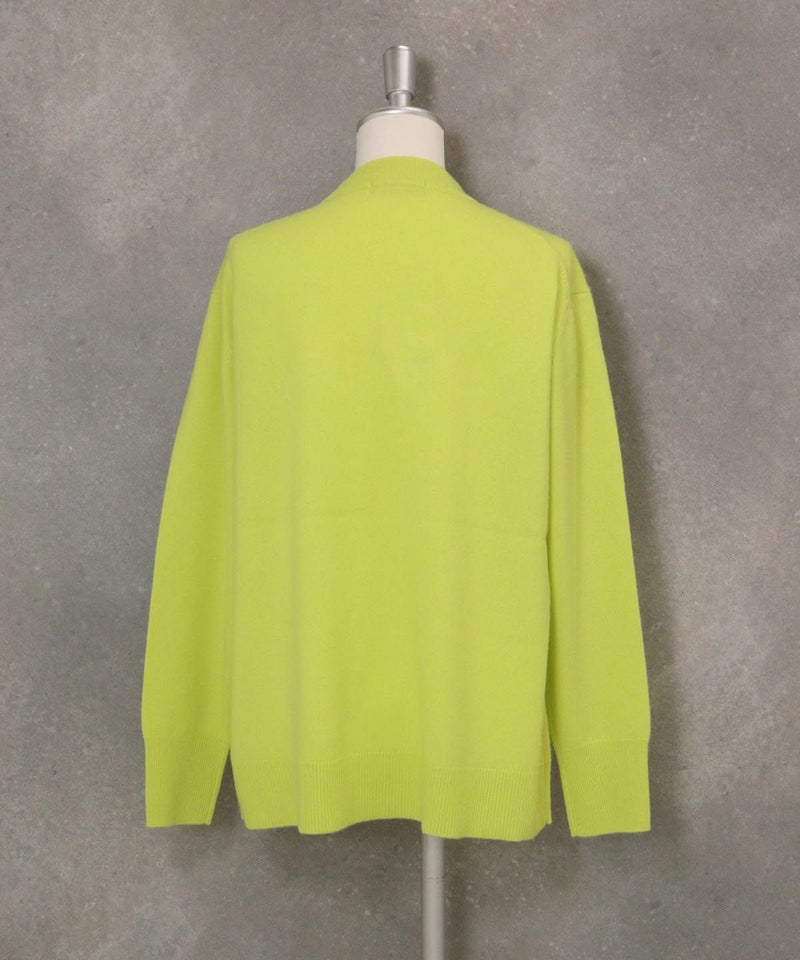 カシミヤ100％ジャガードイラストニット後（ライトグリーン）