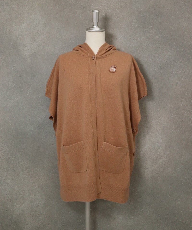 カシミヤ100％ポンチョ風ベスト（キャメル）