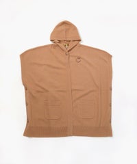 カシミヤ100％ポンチョ風ベスト（キャメル）