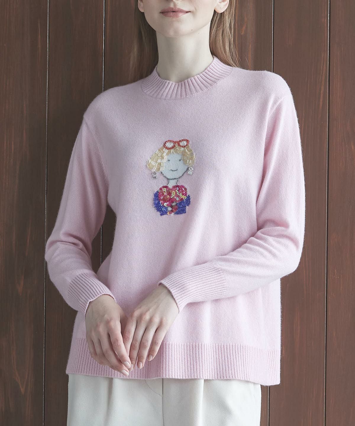 カシミヤ100％ビーズ刺繍ニット|スタジオピッコーネ - ゴルフウェアや