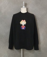 カシミヤ100％ビーズ刺繍ニット（ブラック）