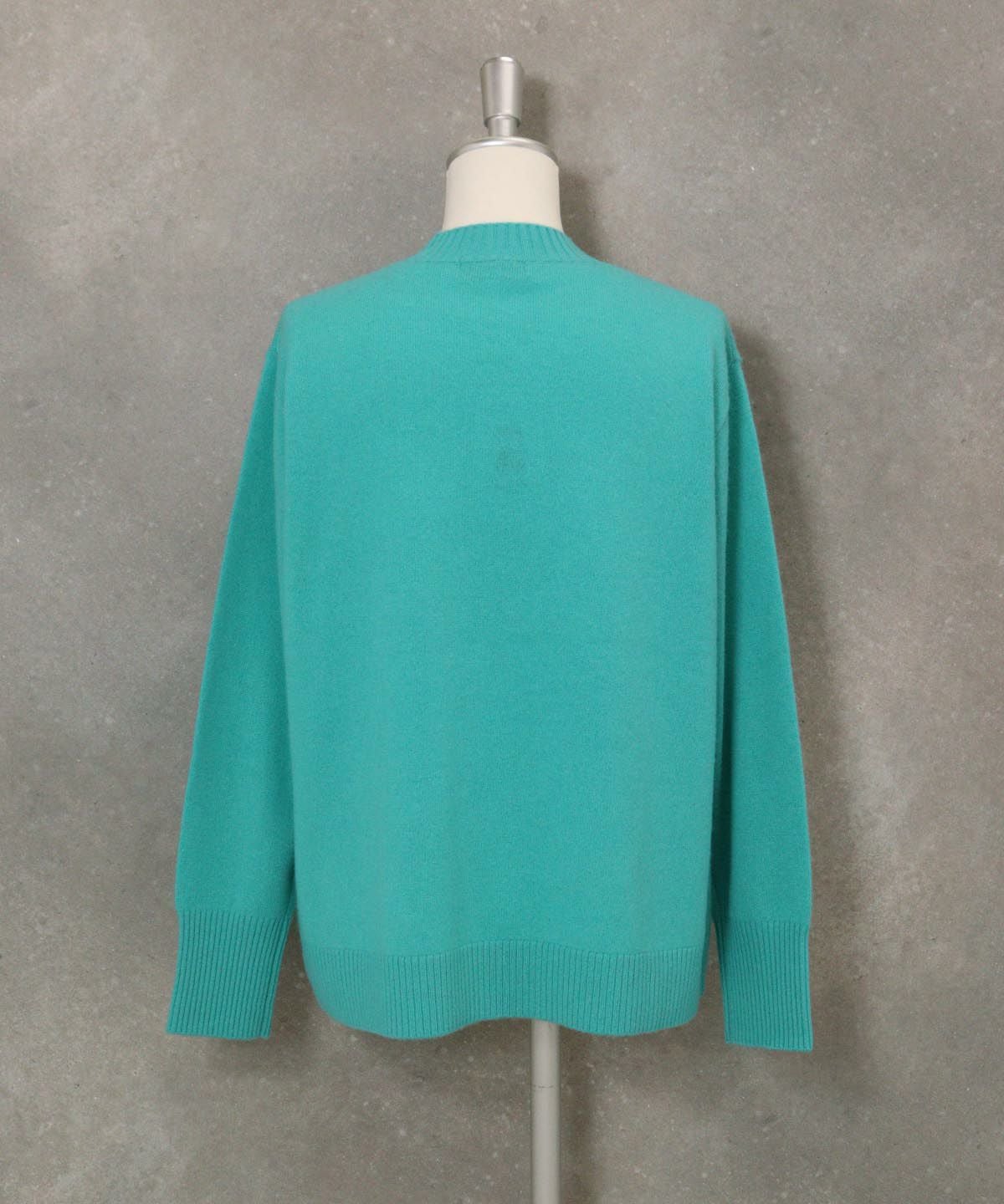 カシミヤ100％ビーズ刺繍ニット後（ライトグリーン）