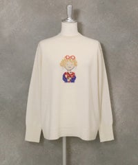 カシミヤ100％ビーズ刺繍ニット（ホワイト）