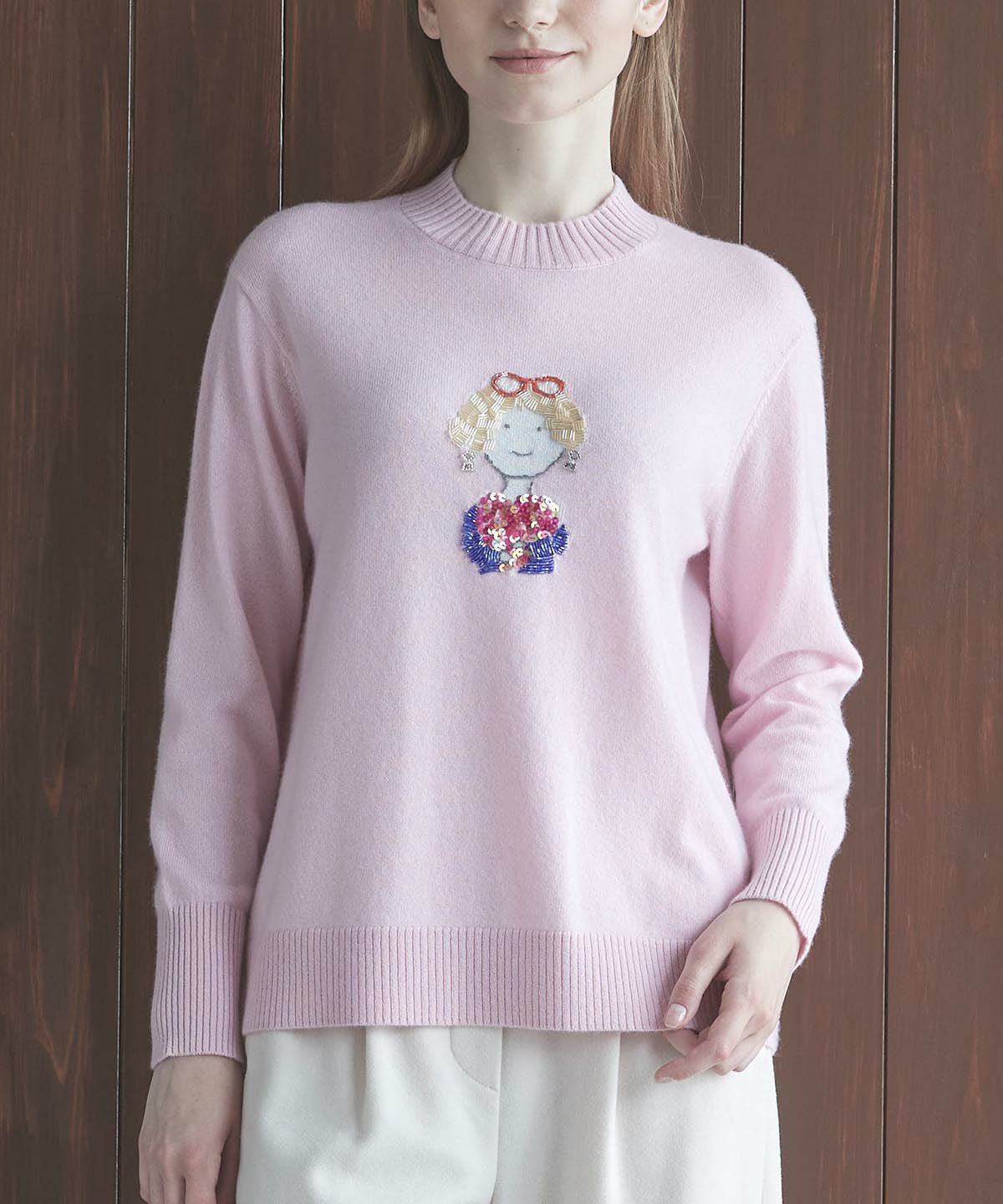 カシミヤ100％ビーズ刺繍ニット|スタジオピッコーネ - ゴルフウェアや