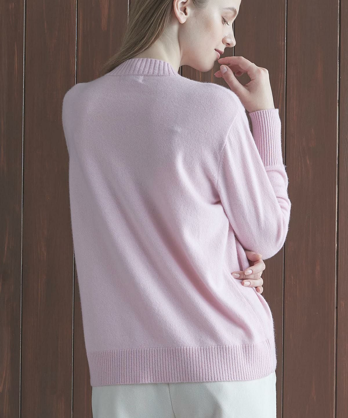 BOSS ボス　ピンク ニット 長袖　カシミヤ＋コットン　ゆったり着用 L〜XL VIS(ビス) / モヘアタッチシアーニット (トップス / ニット/セーター