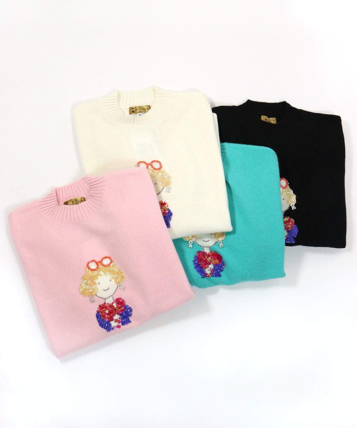 カシミヤ100％ビーズ刺繍ニット|スタジオピッコーネ - ゴルフウェアや