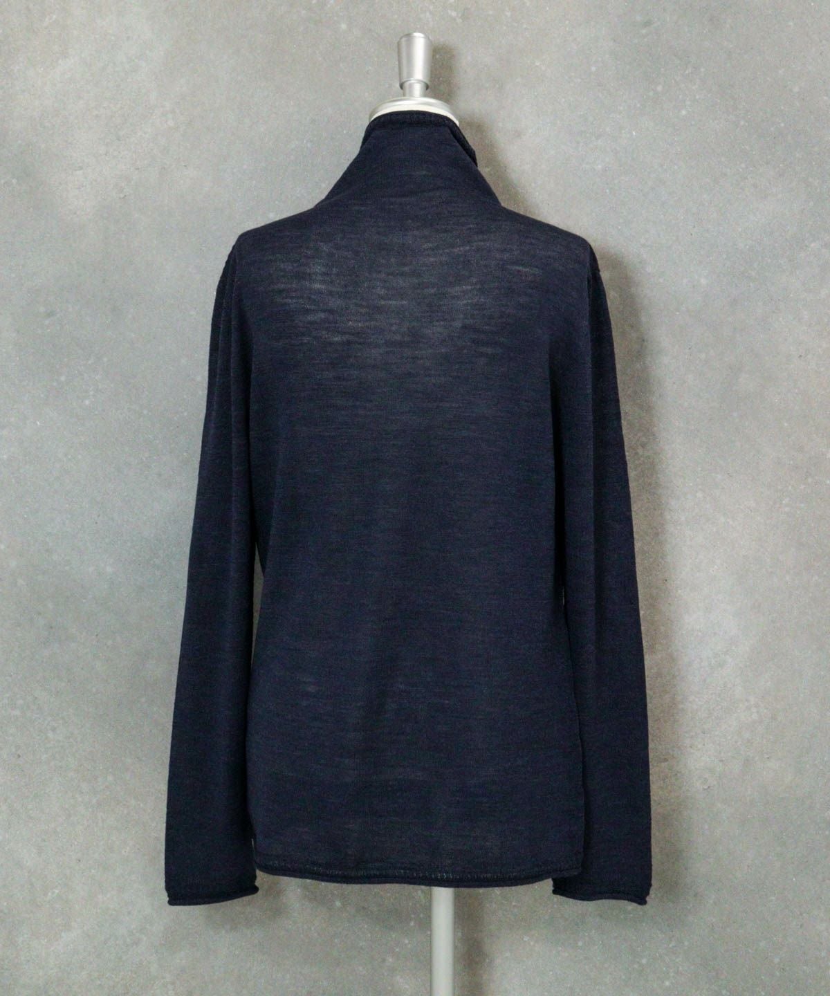 ウール100％ホールガーメントニット後（ネイビー）