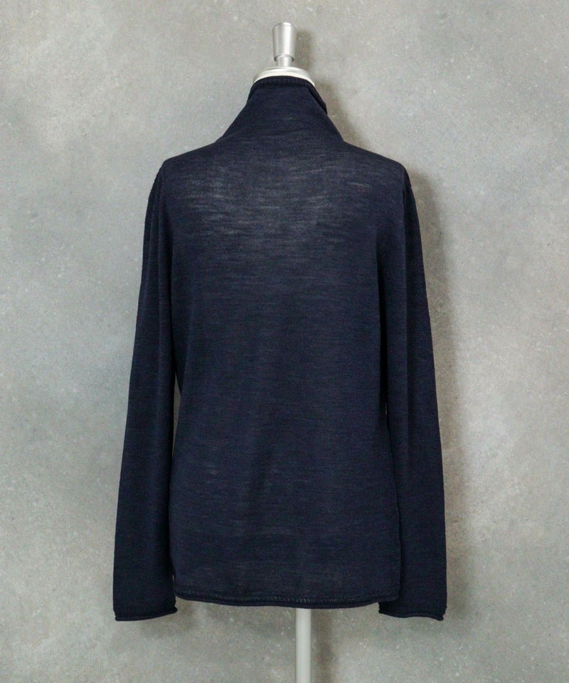 ウール100％ホールガーメントニット後（ネイビー）