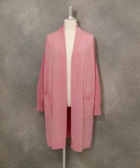 ウール100％ロングカーディガン(ピンク)前