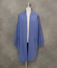 ウール100％ロングカーディガン(ライトブルー)前