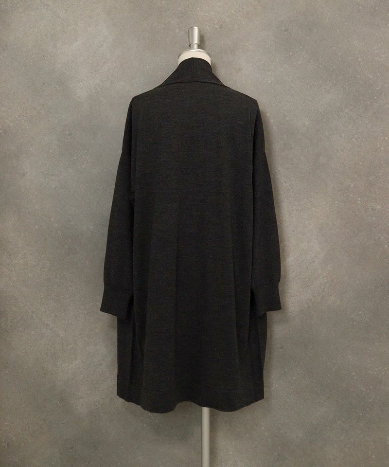 ウール100％ロングカーディガン(グレー)後ろ