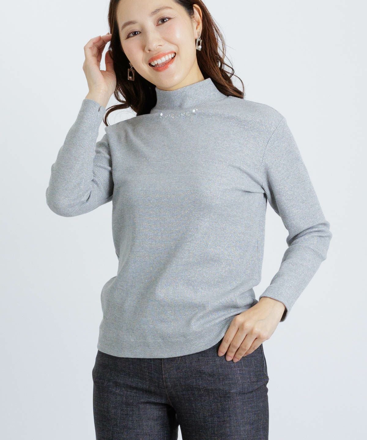 ラメリブハイネックニット|スタジオピッコーネ - ゴルフウェアや婦人服通販
