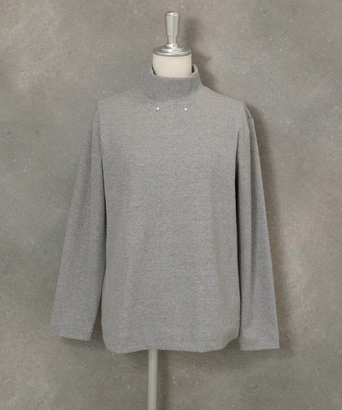 ラメリブハイネックニット（グレー）