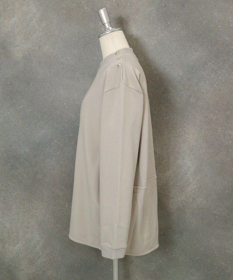 UV発熱裏フリースプルオーバー横（ライトグレー）