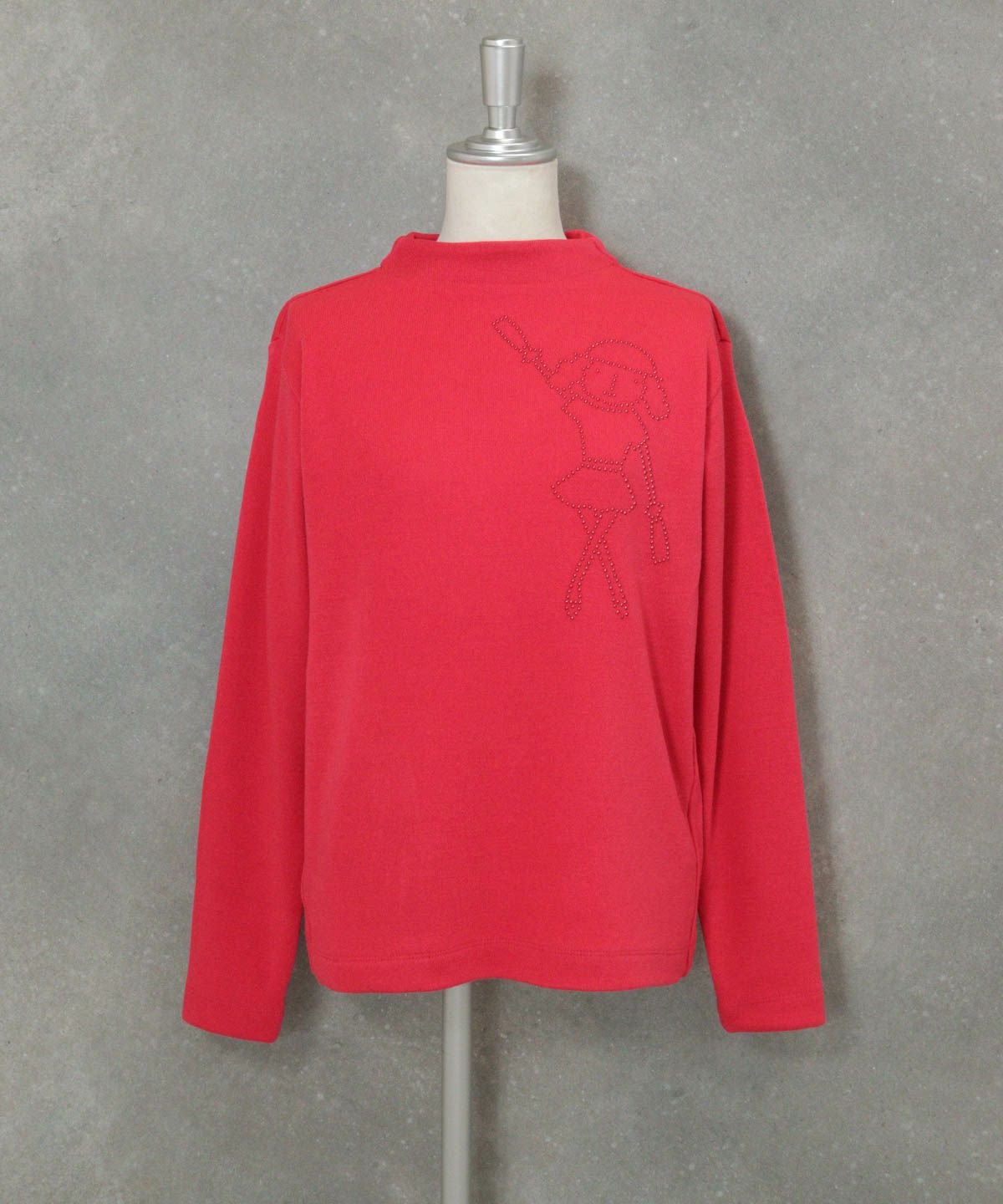 ドットイラストニットソー(コーラルピンク)前