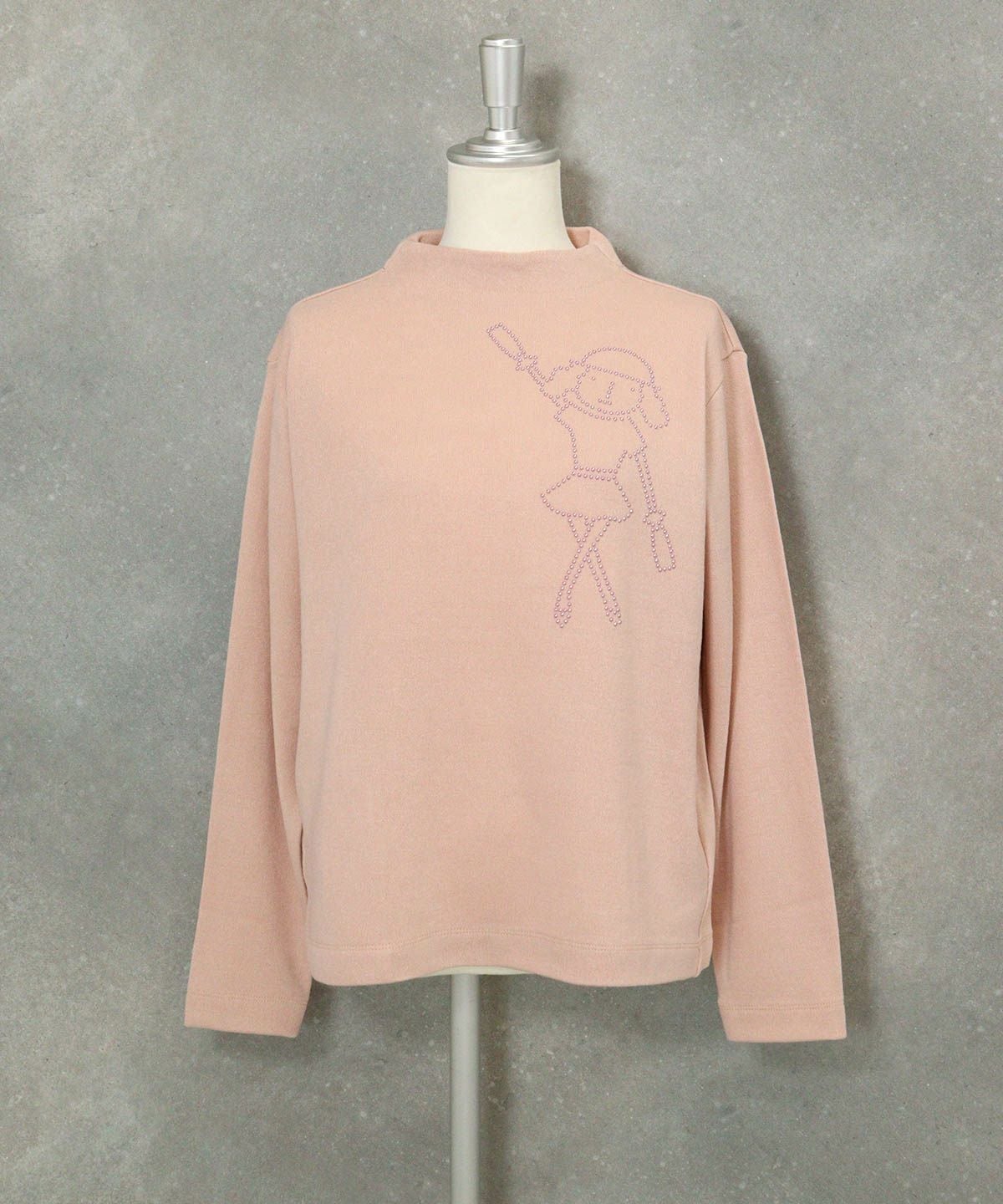 ドットイラストニットソー(ピンク)前