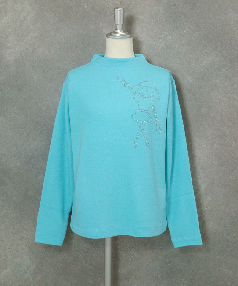 ドットイラストニットソー(ライトブルー)前