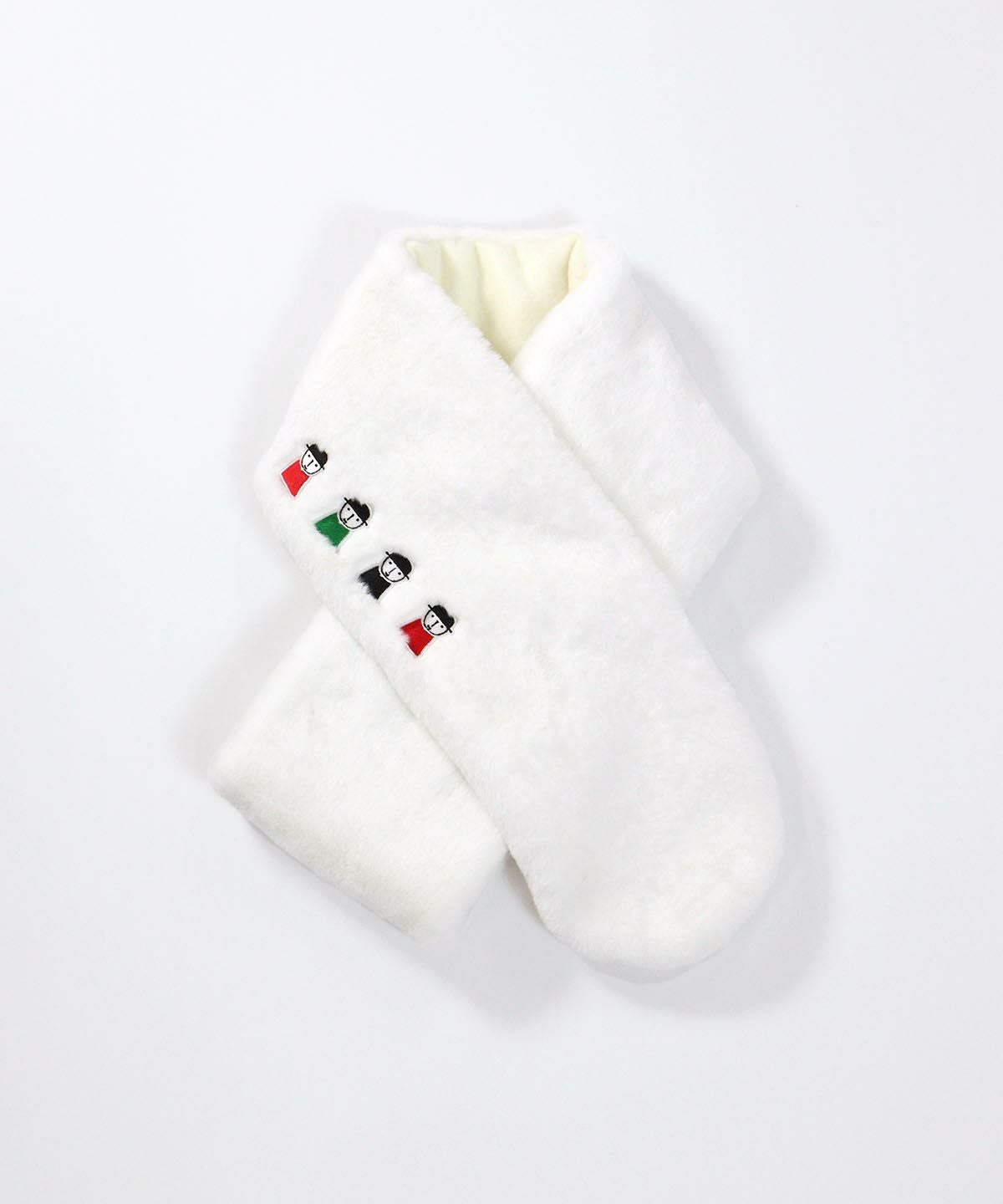 ファー素材刺繍ネックウォーマー（ホワイト）