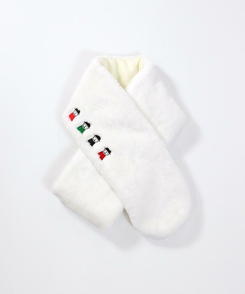 ファー素材刺繍ネックウォーマー（ホワイト）