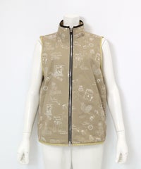 保温撥水総柄ジップベスト(ベージュ)前