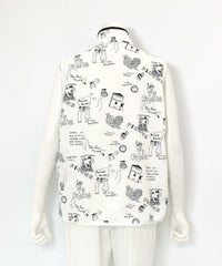 保温撥水総柄ジップベスト(ホワイト)後ろ