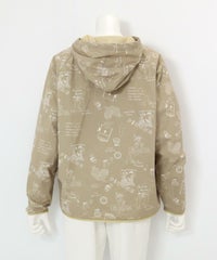 保温撥水総柄ジップブルゾン(ベージュ)後ろ