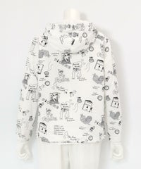 保温撥水総柄ジップブルゾン(ホワイト)後ろ