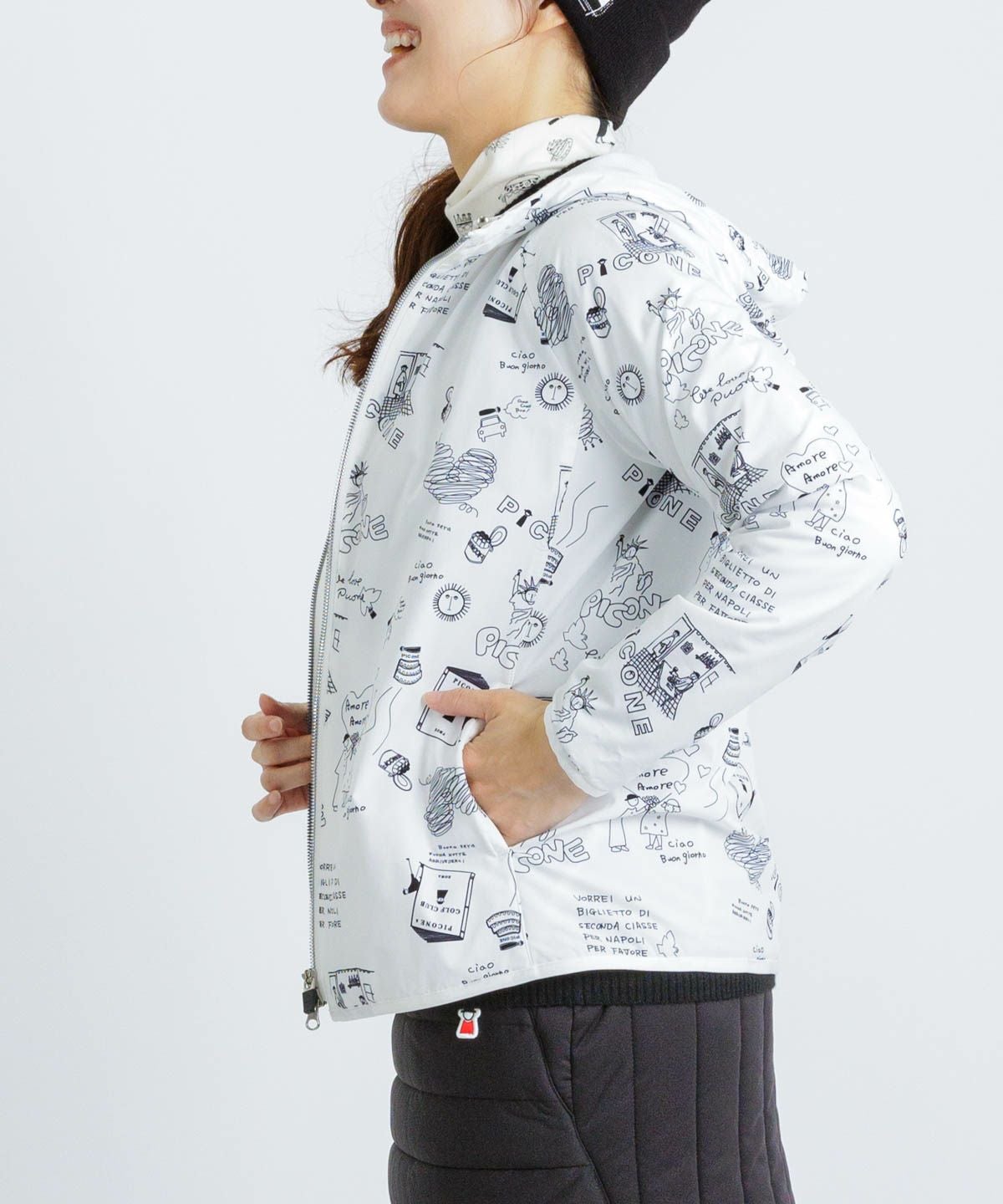 保温撥水総柄ジップブルゾン|ピッコーネクラブ - ゴルフウェアや婦人服通販