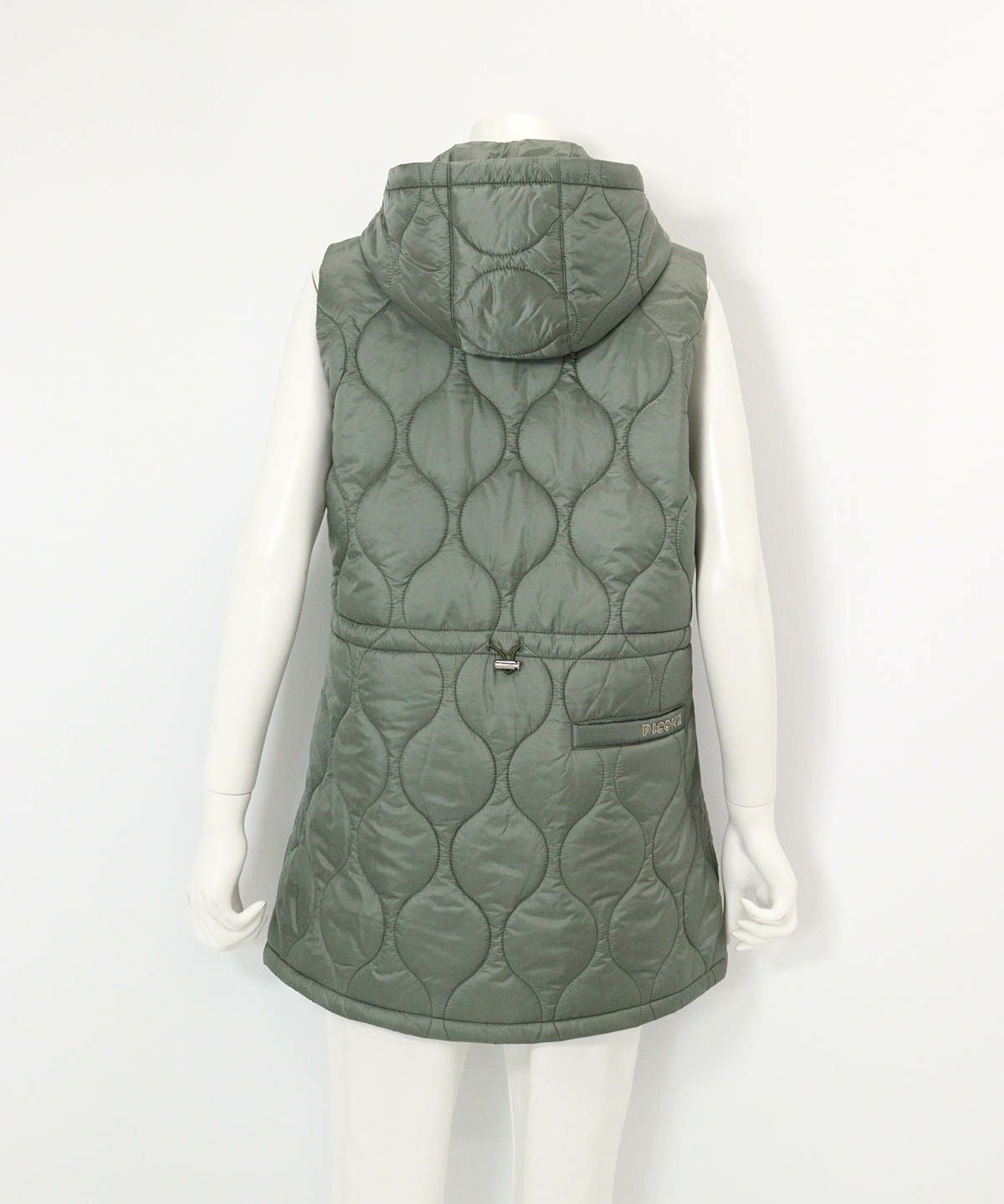 防風保温キルティング中綿ベスト(カーキ)後ろ