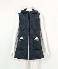 防風保温キルティング中綿ベスト(ネイビー)前